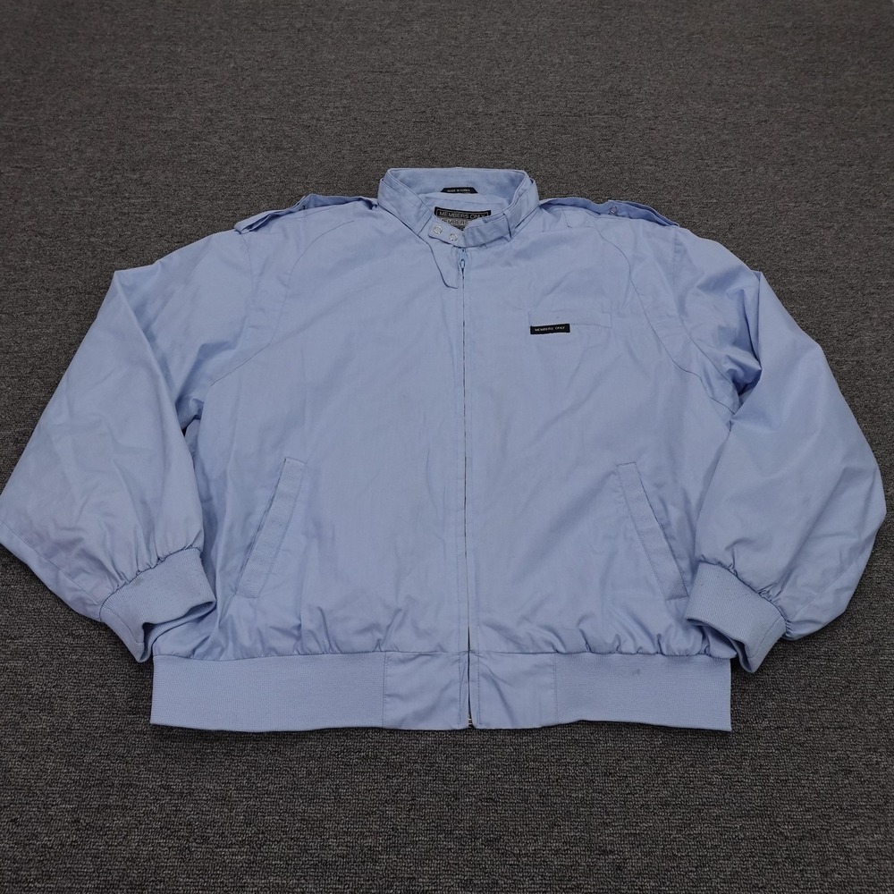 Vintage Members Only Jacket Mens Large Blue Lightweight Bomber Korea 80s